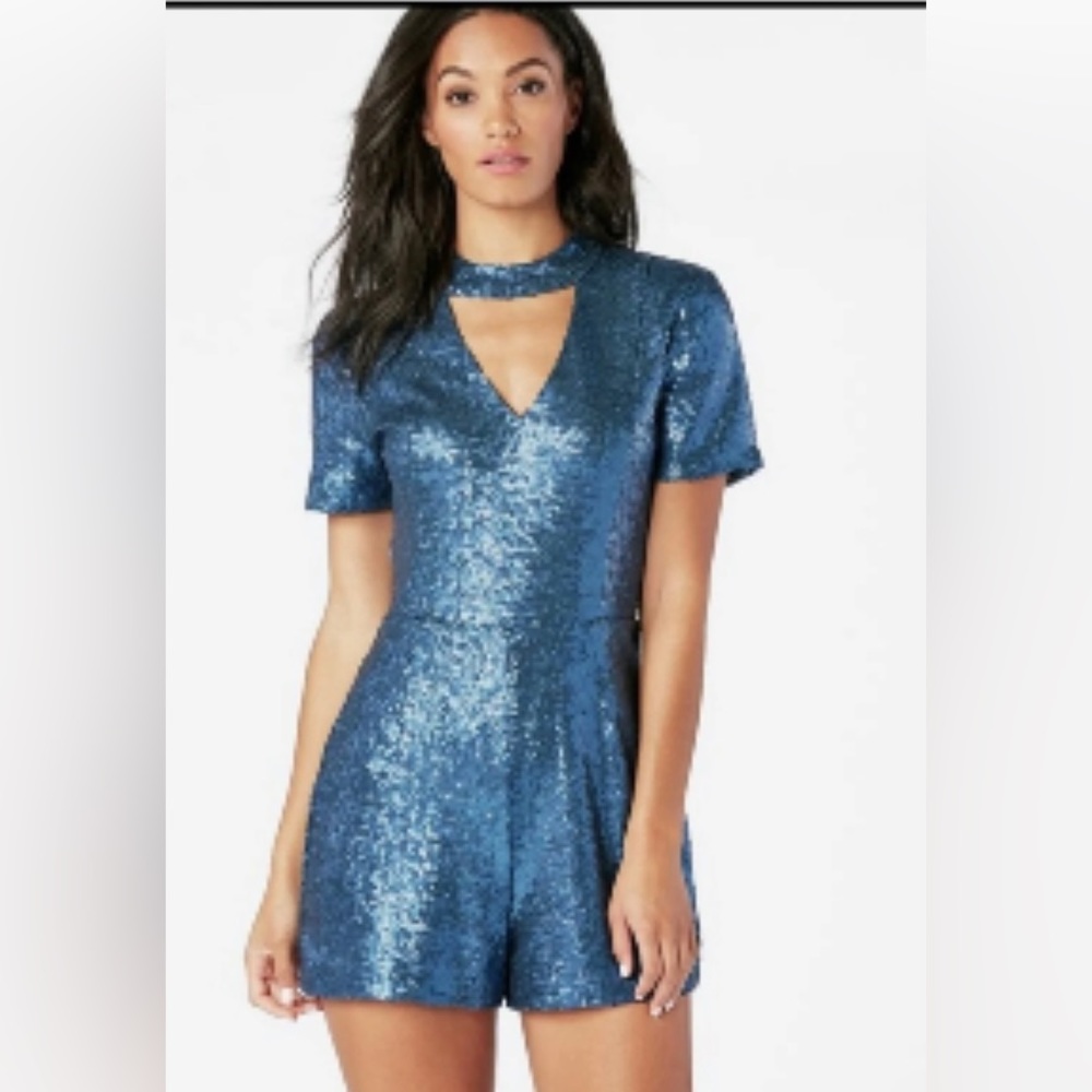 NEW WITH TAGS! Moroccan Blue JustFab Sequin Romper
